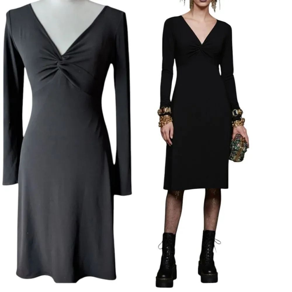 Laundry by Shelli Segal Black Classic Elegant Lbd dress midi Empire Waist Small